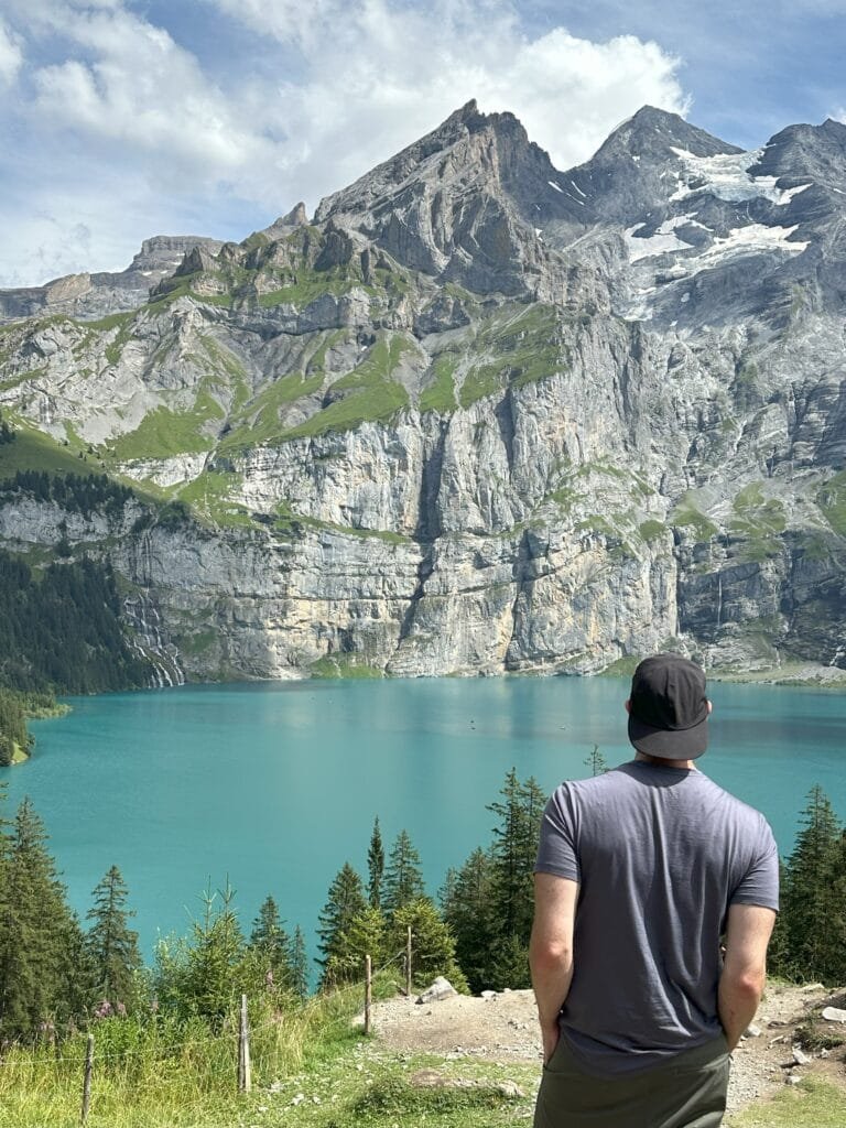Oeschinen Lake, Switzerland Stunning view of the turquoise alpine Oeschinen Lake in Switzerland, an example of the breathtaking destinations available through Roam Unbound's custom travel design.