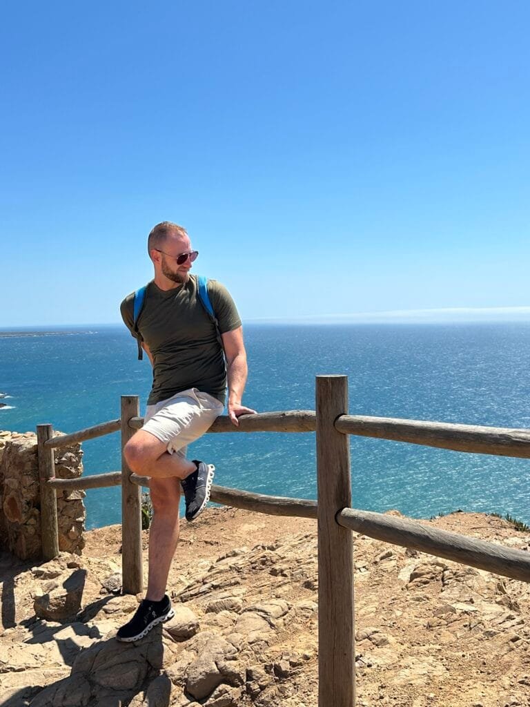 Portugal Ocean Travel agent Kenny Myers scouting locations for custom tours on the coast of Portugal.